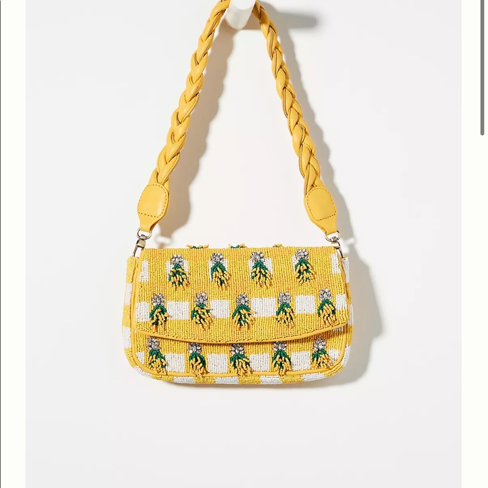 Anthropologie beaded pineapple shoulder bag